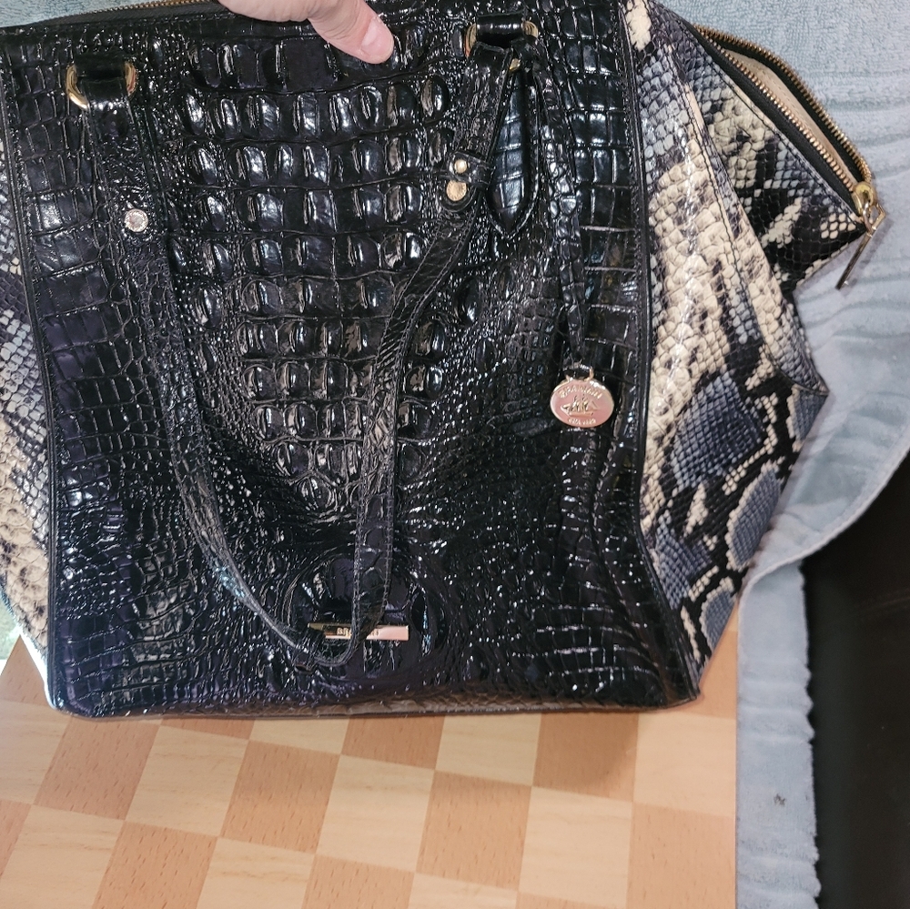 Brahmin Black Croc-Embossed Tote Bag - Women